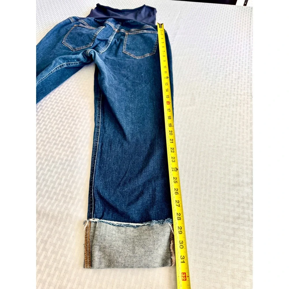 Indigo Blue Distressed Maternity Boyfriend Jeans Bundle 2 Pair Blue Size L